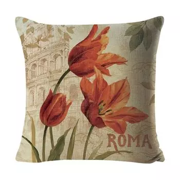 Очаровательная подушка с нажимным чехлом, которую можно стирать в машине, льняная удобная сенсорная подушка с подсолнечником и розой для дома-B Stuttg