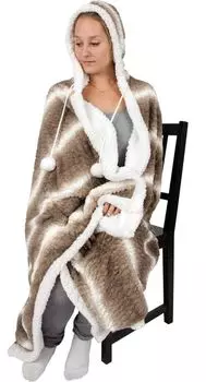 Очаровательное одеяло Bestlivings с капюшоном 130 х 180 см коричневого цвета для детей и взрослых, одеяло TV, одеяло из шерпы под мех, коричневый