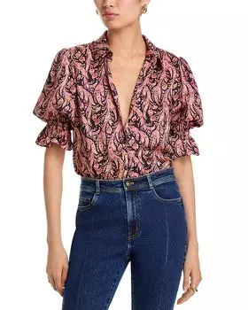 Очаровательный топ Fiona с узором пейсли Cinq Sept, черный