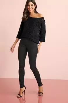 Очень эластичные джинсовые леггинсы Next, черный