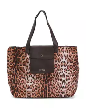 Очень большая дорожная сумка-тоут с животным принтом Roberto Cavalli, цвет Leopard