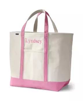 Очень большая натуральная холщовая сумка-шоппер с 5 карманами и открытым верхом Lands' End, белый