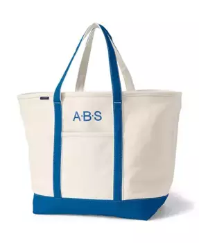 Очень большая натуральная холщовая сумка-шоппер с 5 карманами и открытым верхом Lands' End, белый