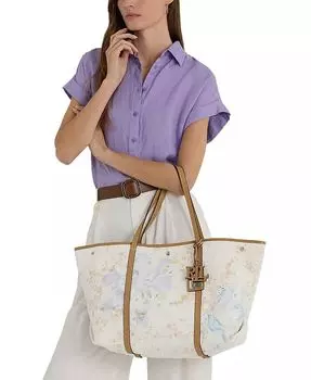 Очень большая сумка-тоут Emerie из холщовой ткани с цветочным принтом Lauren Ralph Lauren, мультиколор