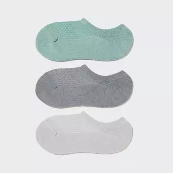 Очень короткие носки (3 пары/спортивные) UNIQLO, зеленый