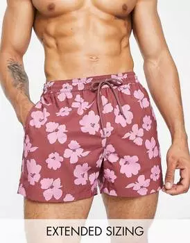 Очень короткие плавки с цветочным принтом ASOS DESIGN из ткани сирсакер ASOS DESIGN