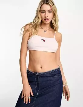 Очень короткий светло-розовый топ Tommy Jeans с завязкой на спине