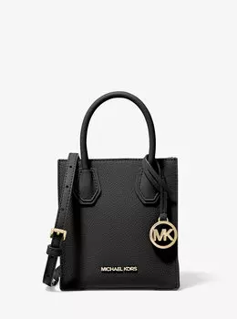 Очень маленькая сумка через плечо Mercer из шагреневой кожи Michael Kors, черный