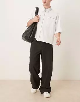 Очень мешковатые брюки из сирсакера ASOS DESIGN черного цвета
