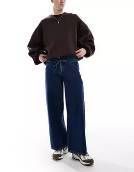 Очень мешковатые джинсы с двойным поясом в средне-синем цвете ASOS DESIGN