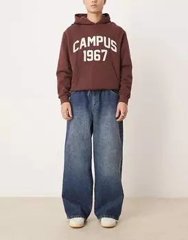 Очень мешковатые джинсы с поясом-завязкой, средне-синего цвета ASOS DESIGN