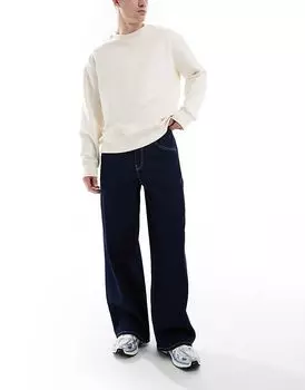 Очень мешковатые джинсы синего цвета с эффектом полоскания ASOS DESIGN