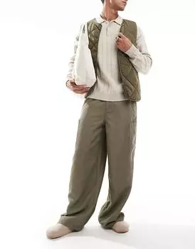 Очень мешковатые вельветовые брюки карго зеленого цвета ASOS DESIGN