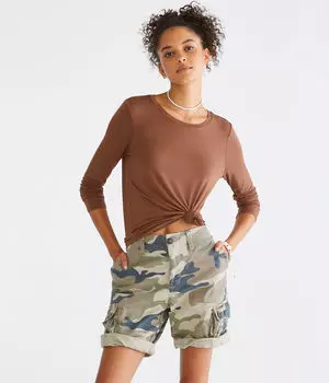 Очень мягкая футболка с длинными рукавами Aeropostale, коричневый