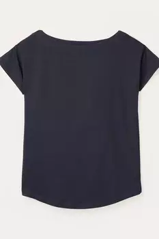 Очень мягкая футболка с полосатым рисунком и вырезом лодочка Boden, синий