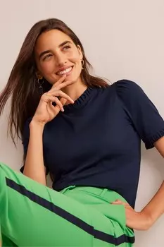 Очень мягкая футболка с рюшами Boden, синий