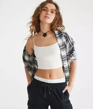 Очень мягкая укороченная майка с овальным вырезом Aeropostale, бежевый