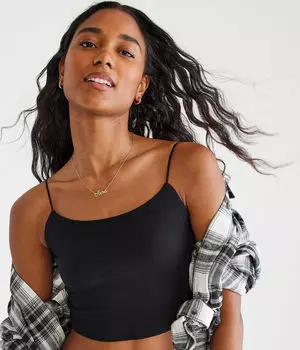 Очень мягкая укороченная майка с овальным вырезом Aeropostale, черный