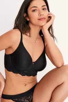 Очень мягкий разглаживающий бюстгальтер без подкладок dd+ на косточках Next, черный