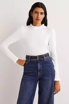 Очень мягкий топ с рюшами Boden, белый