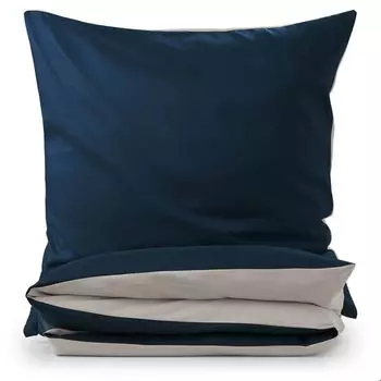 Очень мягкое летнее постельное белье Blumtal Premium, двусторонний дизайн, 200 x 220 см и 2 наволочки 40 x 80 см — пододеяльники из микрофибры, 3 предмета, лунно-серый/темно-синий океан