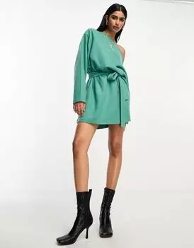 Очень мягкое шалфейное мини-платье с открытыми плечами и поясом ASOS DESIGN
