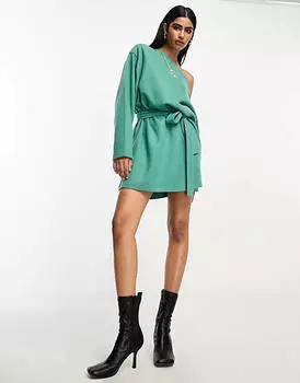 Очень мягкое шалфейное мини-платье с открытыми плечами и поясом ASOS DESIGN