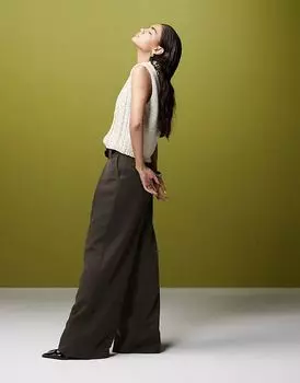 Очень широкие брюки с поясом, оливкового цвета ASOS DESIGN