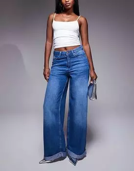 Очень широкие джинсы в цвете средне-синего тона River Island