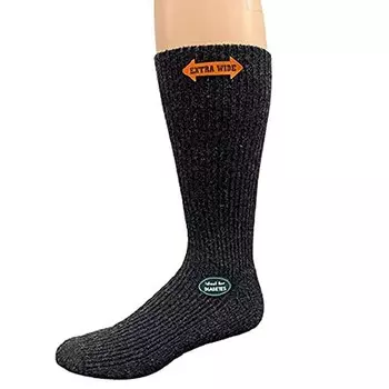 Очень широкие мужские носки из регенерированной шерсти для диабетиков, походов, пешего туризма WEAR SIERRA, цвет Blk Ch Gray Navy