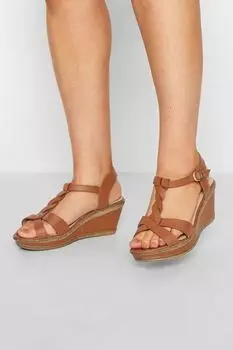 Очень широкие туфли на танкетке с перекрестными ремешками Yours, коричневый