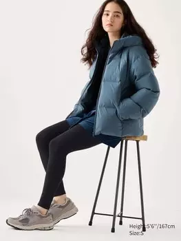 Очень теплые хлопчатобумажные леггинсы heattech Uniqlo, черный