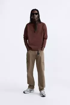 Очень тяжелая футболка ZARA, темный баклажан