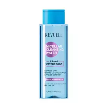 Очищающая мицеллярная вода Micellar Cleansing Water All-In-1 Waterproof Revuele, 400 ml