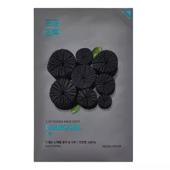 Очищающая тканевая маска с угольным порошком pure essence mask sheet - charcoal Holika Holika, количество 1 шт.