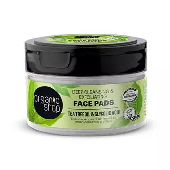 Очищающее масло для лица Discos faciales exfoliantes aceite de rbol de t y cido gliclico Organic shop, 20 шт