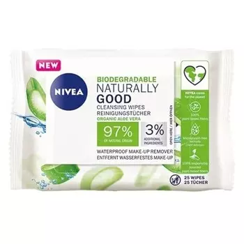Очищающие салфетки Naturally Good, 25 шт., Nivea