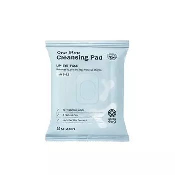 Очищающие салфетки One Step Cleansing Pad Low pH для лица 30 шт Mizon
