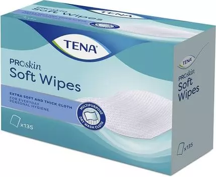 Очищающие салфетки Tena Soft Wipe Chusteczki Oczyszczajce Suche, 135 шт