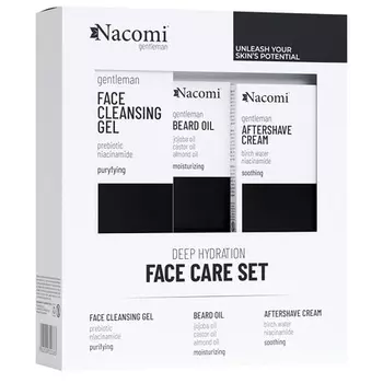 Очищающий гель для лица Men Fave Care 140 мл, масло для бороды 40 мл, крем после бритья 50 мл Nacomiset