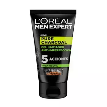 Очищающий гель для лица против прыщей Pure Charcoal Gel limpiador L'Oreal, 100 ml