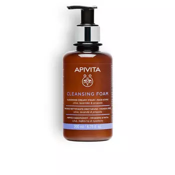 Очищающий крем для лица Crema espuma limpiadora facial y ojos con oliva y lavanda Apivita, 200 мл