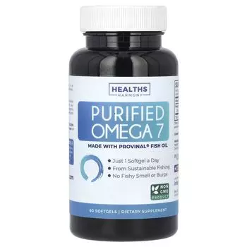 Очищенные омега-7, 60 мягких таблеток Healths Harmony
