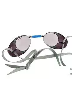 Очки для плавания шведского соревнования - серебряные зеркальные линзы - черные Malmsten, серебро