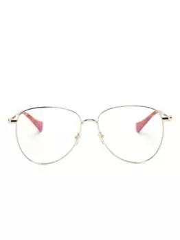 Очки Double G в оправе 'кошачий глаз' с логотипом Gucci Eyewear, золотой