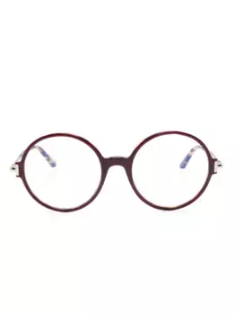 Очки FT5914B в круглой оправе с логотипом TOM FORD Eyewear, коричневый