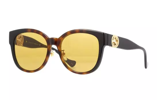 Очки Gucci Unisex в форме панто, коричневый / желтый