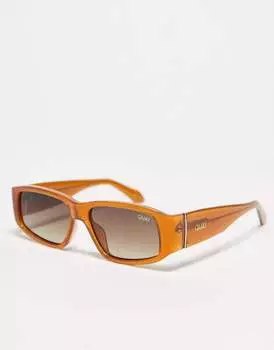 Очки карамельного цвета прямоугольной формы Quay No Envy Quay Australia