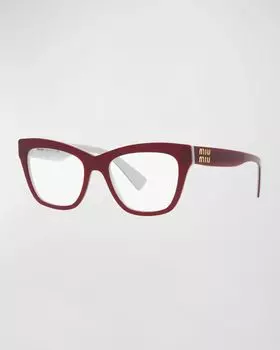 Очки «кошачий глаз» из ацетата и пластика с логотипом Miu Miu, цвет Red