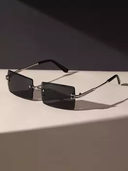 Очки квадратные без оправы, серебристый